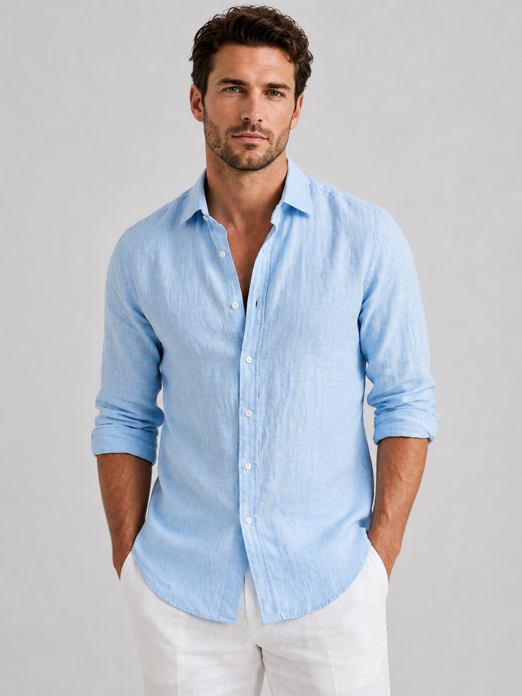 Men’s Linen Look Summer Shirt – Relaxed Fit Button-Up