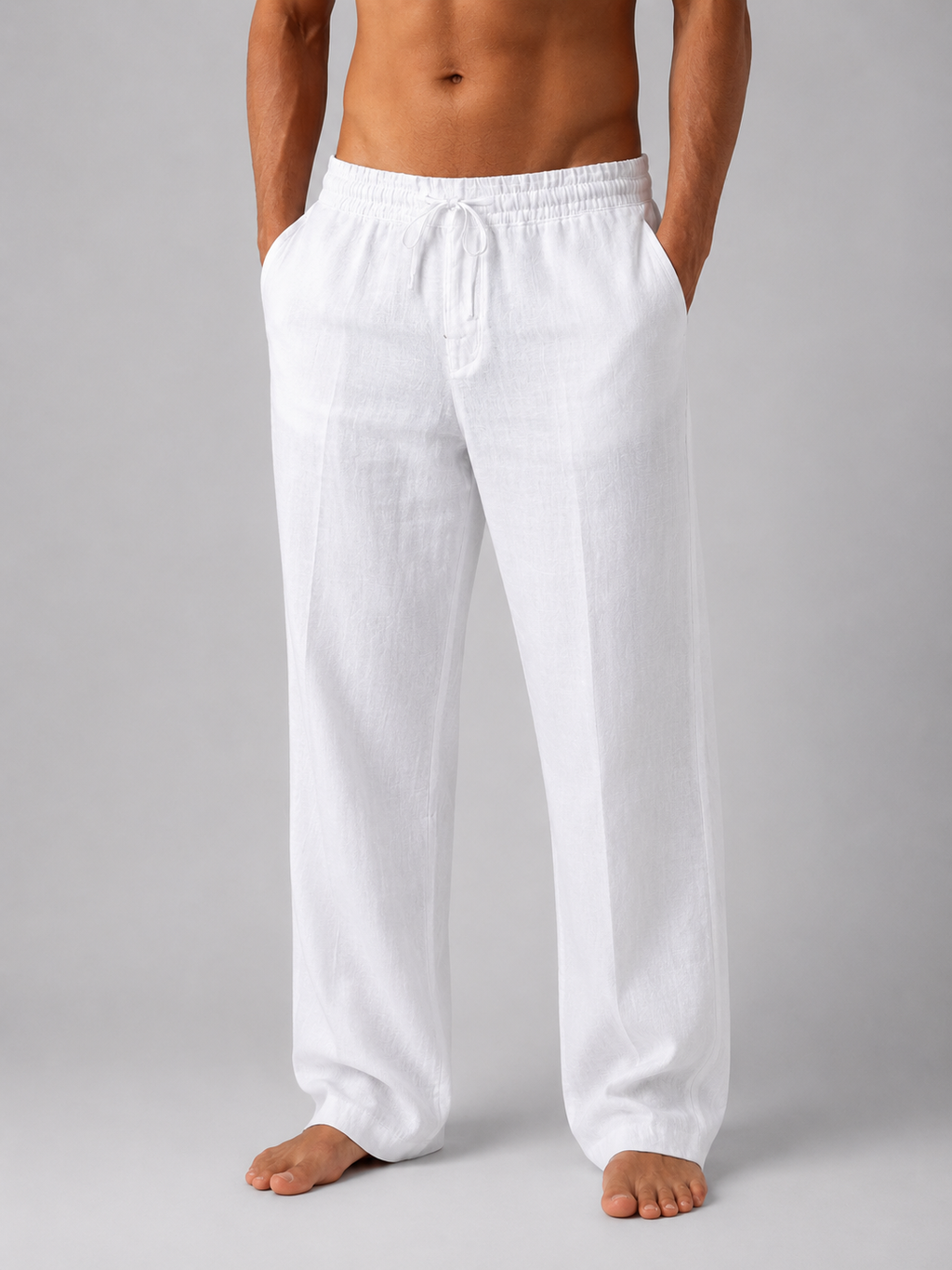 Men’s Linen Look Trousers – Relaxed Summer Fit