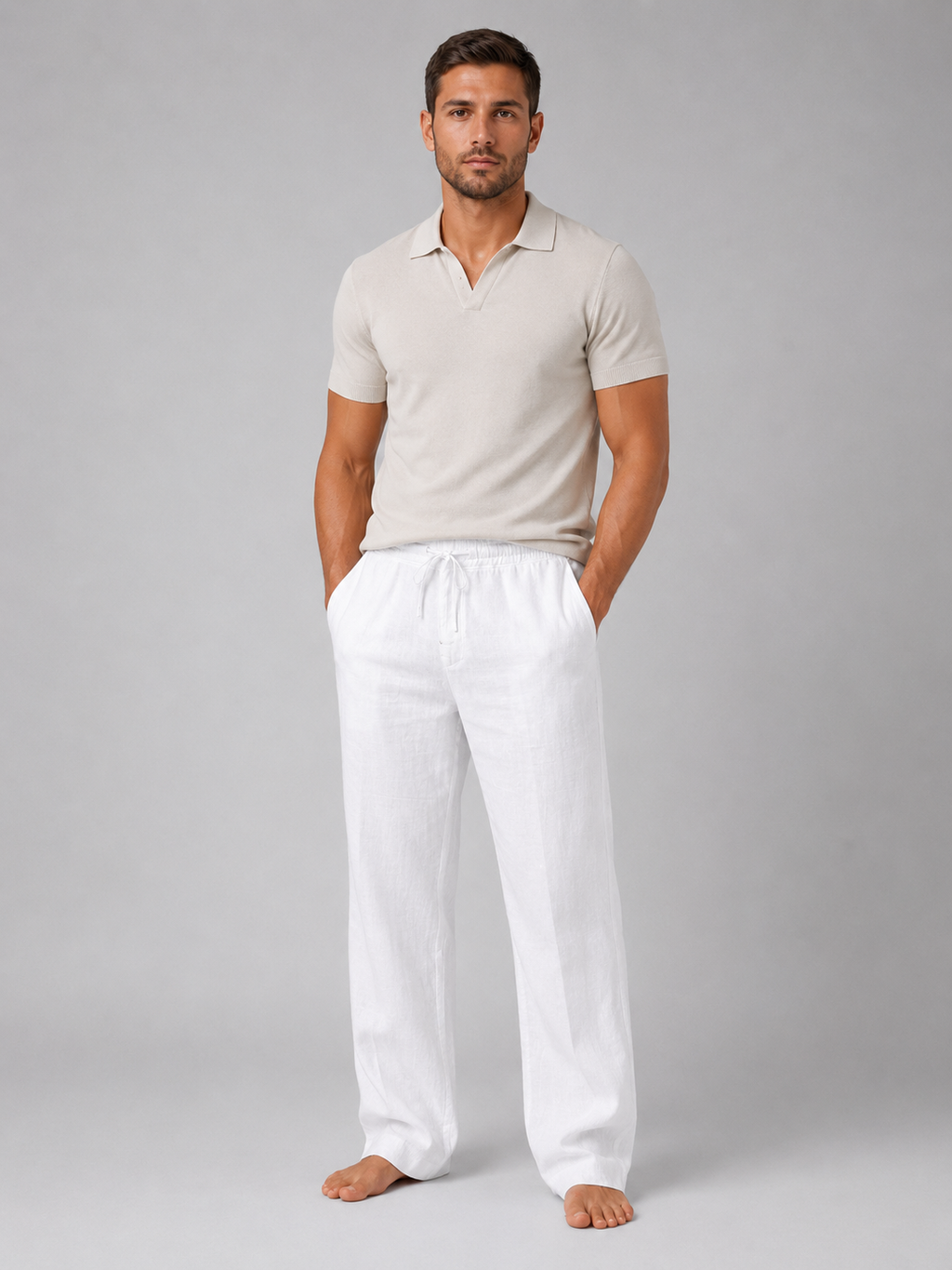 Men’s Linen Look Trousers – Relaxed Summer Fit
