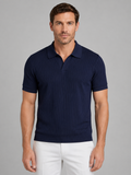 Men’s Ribbed Knit Polo Shirt – Tailored Summer Smart Casual Style
