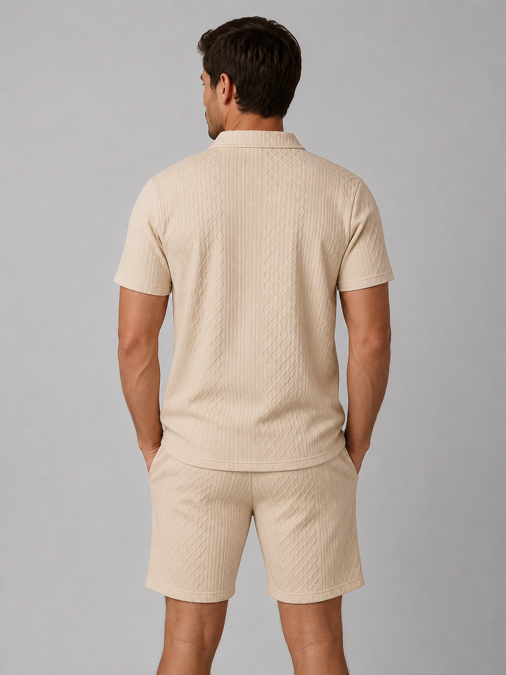 Men's Textured Polo Shirt & Shorts Set – Summer Holiday Co-Ord
