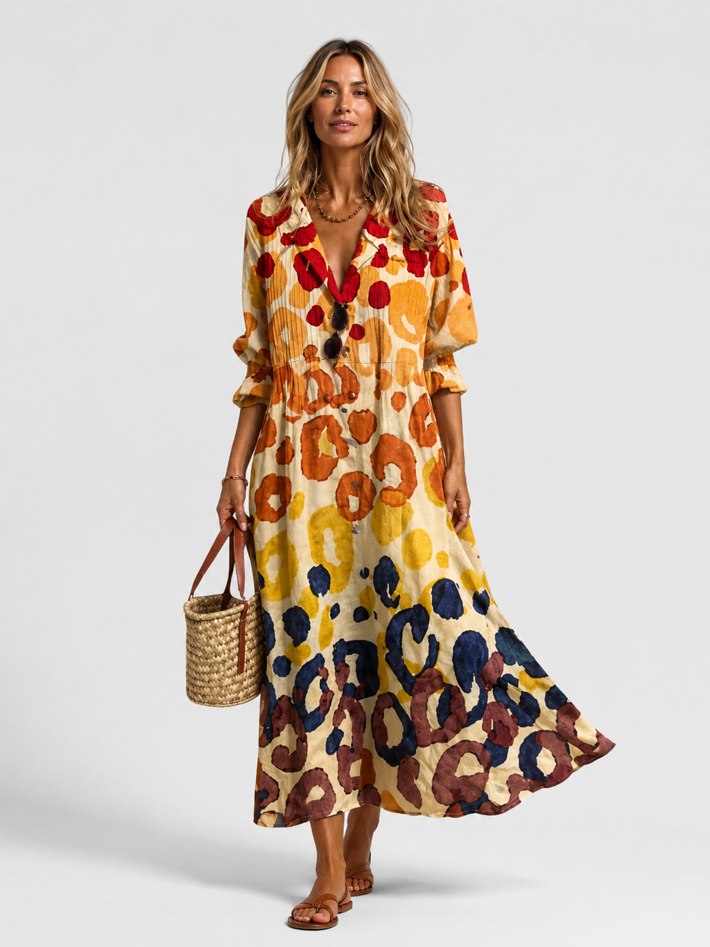 Women’s Printed Shirt Dress – Relaxed Flattering Fit