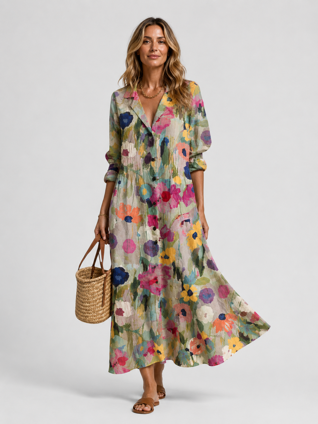 Women’s Printed Shirt Dress – Relaxed Flattering Fit