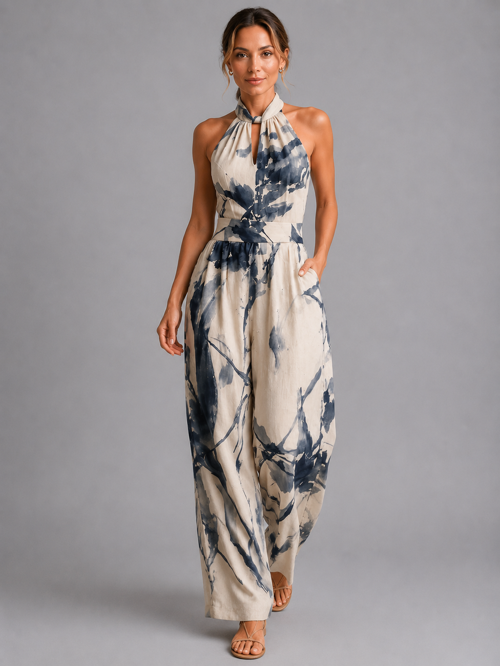 Women’s Printed Wide-Leg Jumpsuit – Relaxed Summer Fit