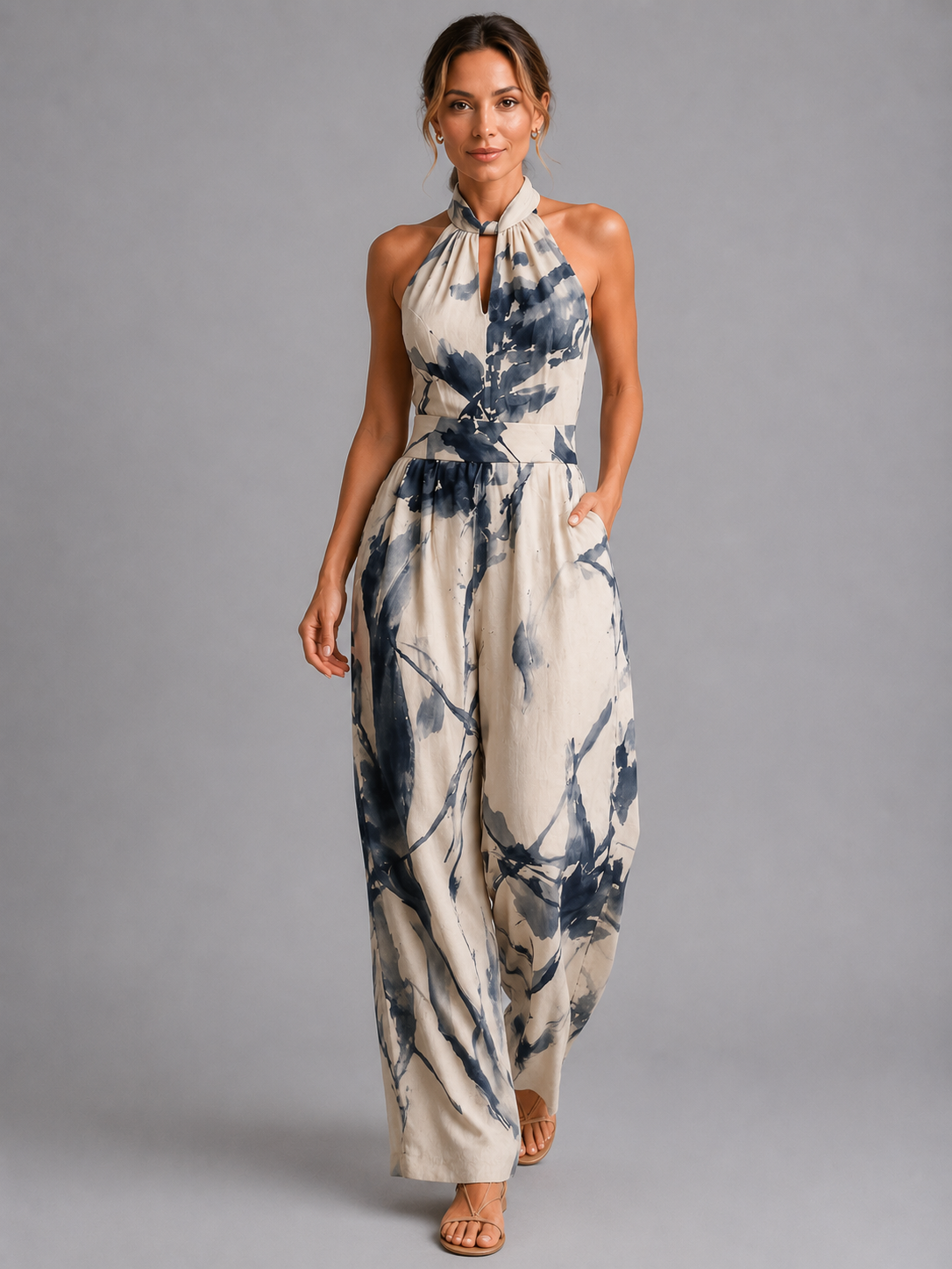 Women’s Printed Wide-Leg Jumpsuit – Relaxed Summer Fit