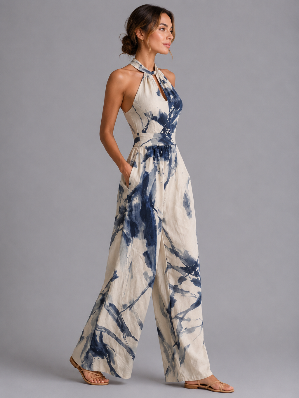 Women’s Printed Wide-Leg Jumpsuit – Relaxed Summer Fit