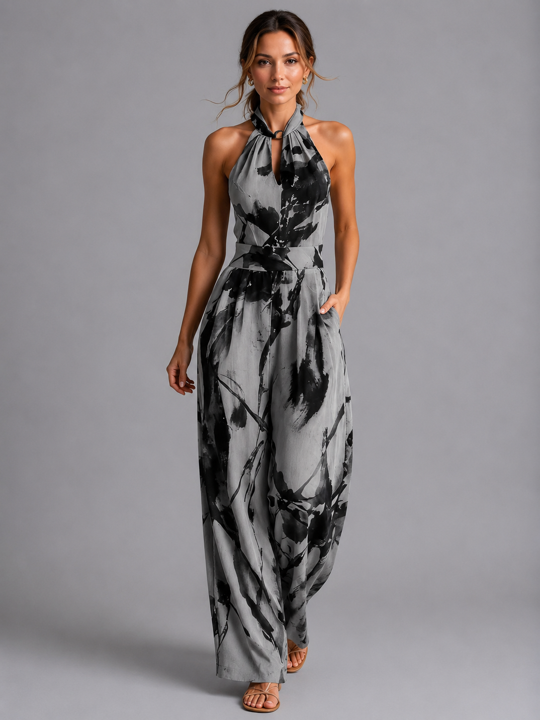Women’s Printed Wide-Leg Jumpsuit – Relaxed Summer Fit