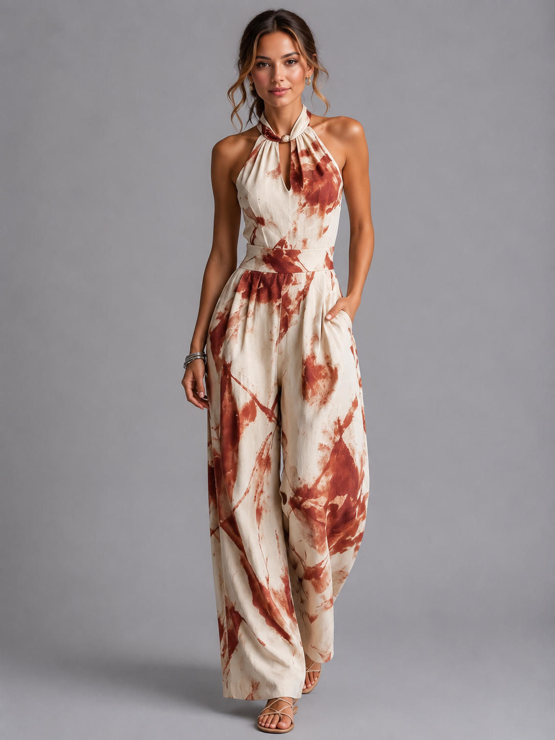 Women’s Printed Wide-Leg Jumpsuit – Relaxed Summer Fit