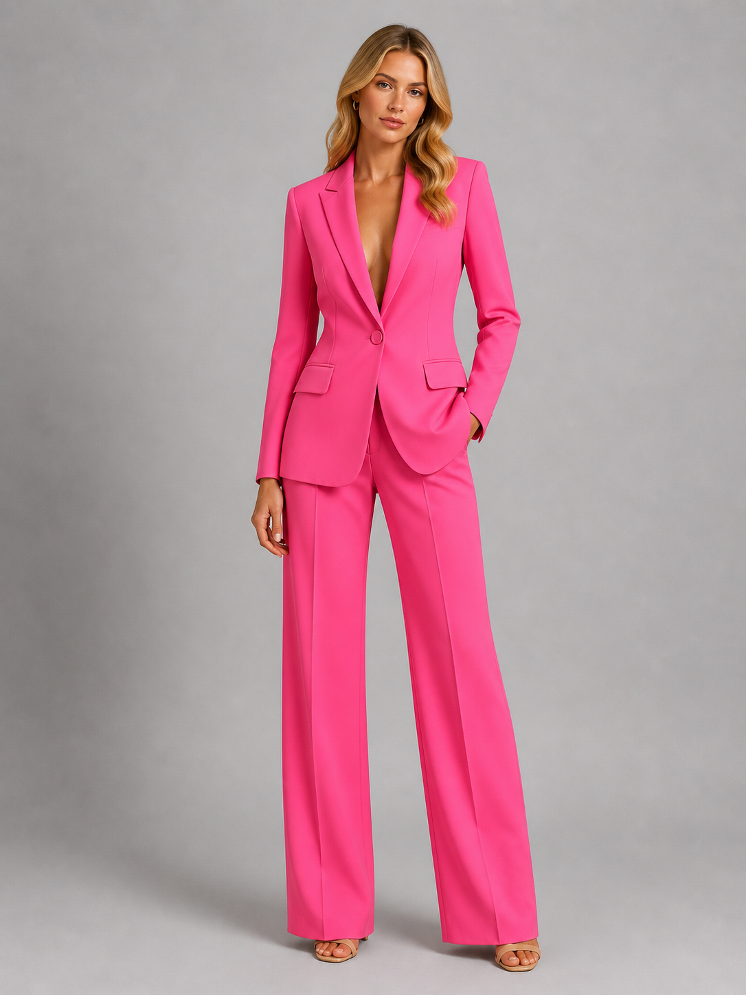 Women’s Tailored Blazer and Wide-Leg Trousers Set – Smart Occasion Style