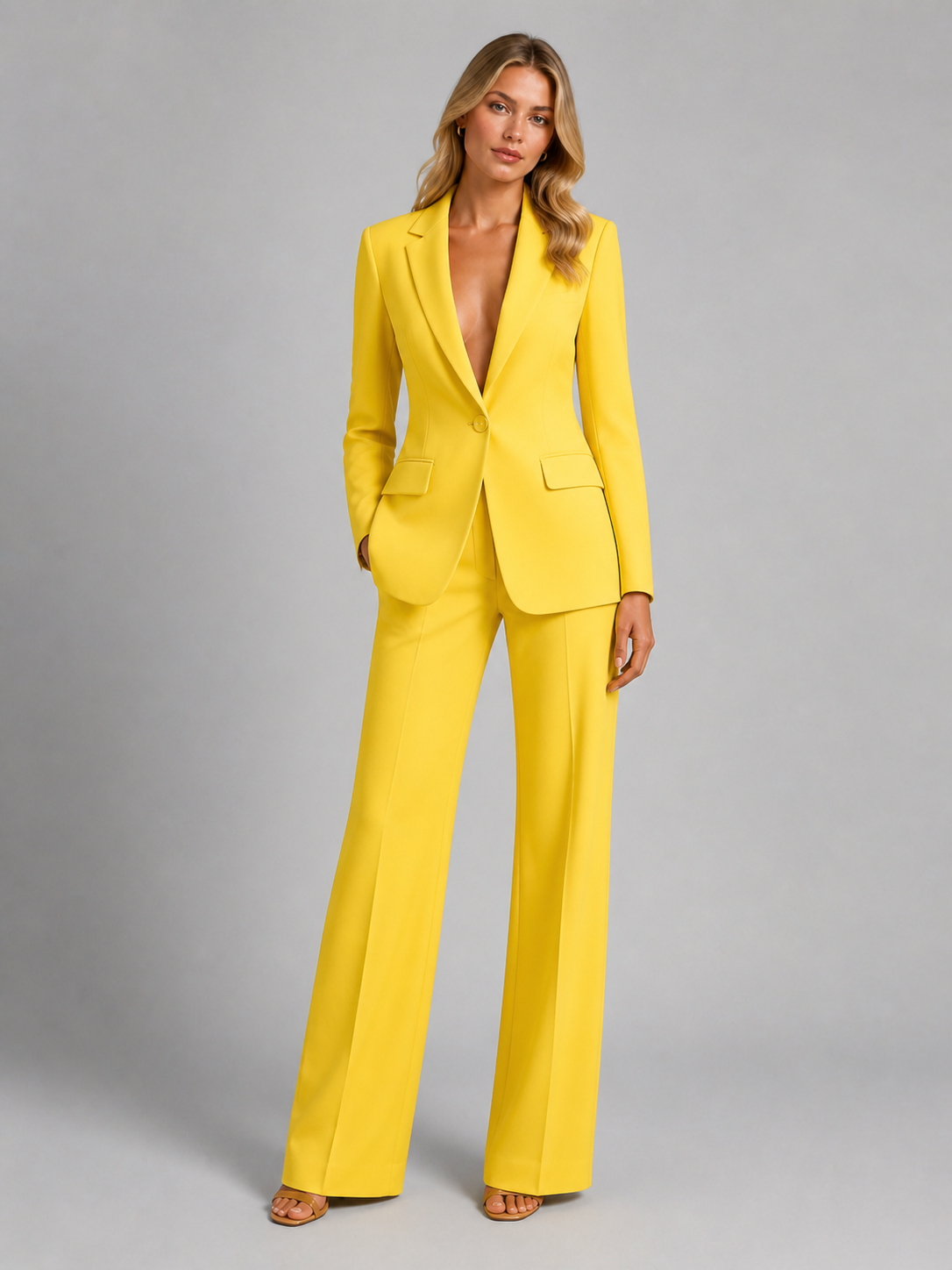 Women’s Tailored Blazer and Wide-Leg Trousers Set – Smart Occasion Style