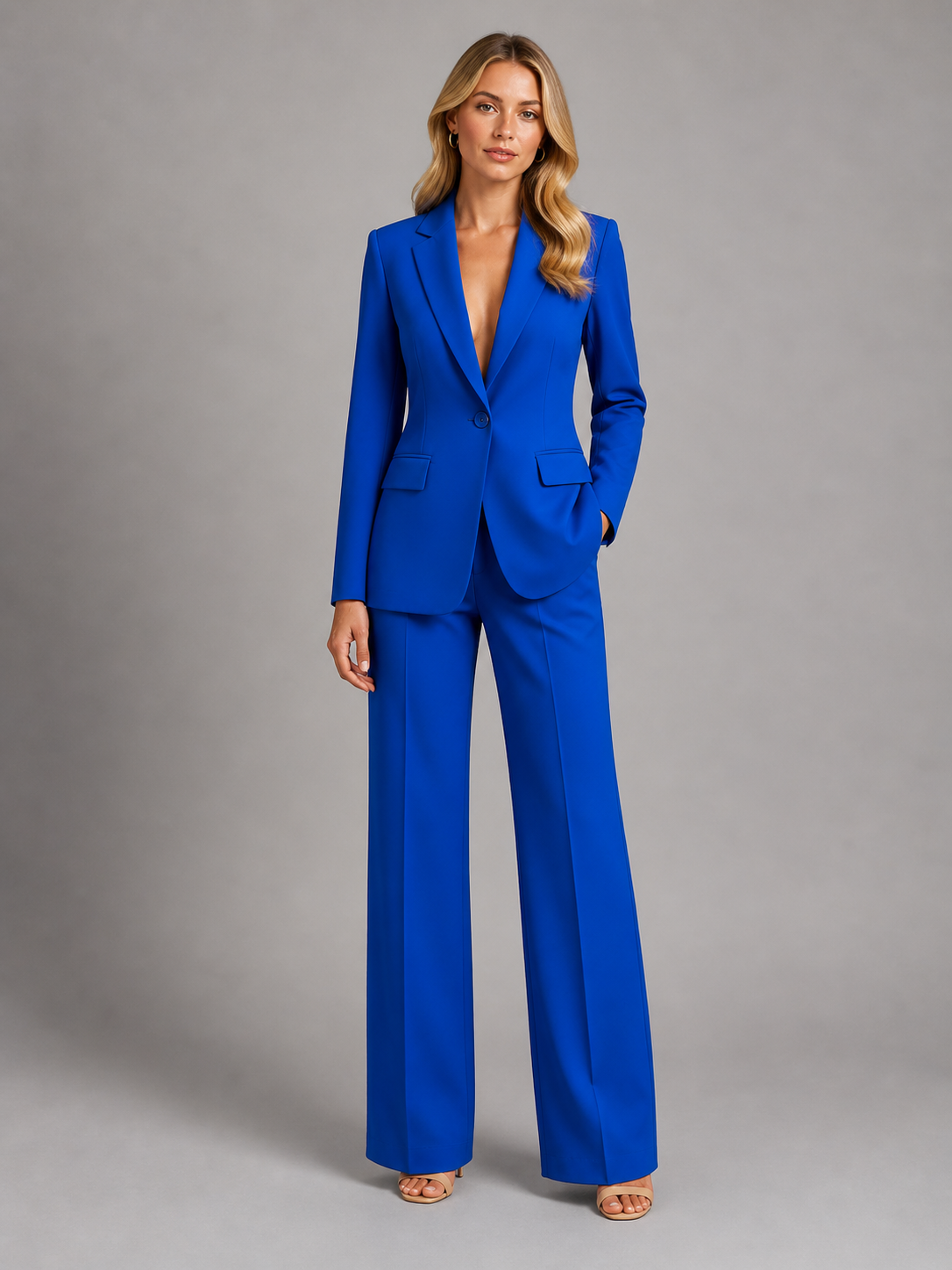 Women’s Tailored Blazer and Wide-Leg Trousers Set – Smart Occasion Style